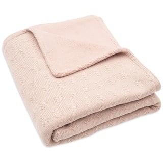 jollein 517-511-67066 Babydecke Strick Grain Knit mit Teddyfell rosa (75x100 cm)