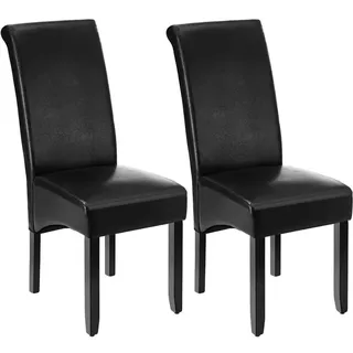 tectake Esszimmerstuhl 2er Set, 44 x 63 x 106 cm schwarz , Schwarz , Textil , 44x106x45 cm , Esszimmer, Stühle