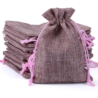 Adventskalender zum Befüllen, 24 Altrosa Säckchen, 10 x 14 cm, Kordelzug | Stoffbeutel in rustikaler Jute-Optik; ideal für Advent, Weihnachten, Nikolaus sowie kleine Geschenke und Überraschungen