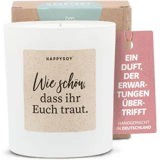 Geschenke zur Hochzeit - Duftkerze mit Spruch - Hochzeitsgeschenk, Hochzeitskerze, Kreatives Geschenk, Liebe - Handgemachte Kerze - Sojawachs - Weiß