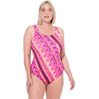 Ulla Popken Damen große Größen Übergrößen Plus Size Badeanzug, Punkte, ohne Softcups, Rundhals hibiskuspink 46 836852510-46