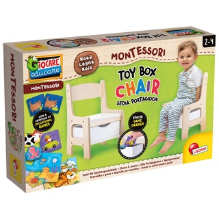 Liscianigiochi 102310 Wood Toy Box Chair, Montessori Holzstuhlkiste für Spielzeug