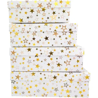 Idena 30354 - Geschenkboxen Sterne, 4 Stück, Geschenkschachteln, Geschenkverpackung Weihnachten