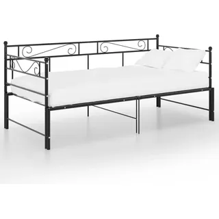 Tagesbett Ausziehbar Schwarz Metall 90x200 cm - Schwarz