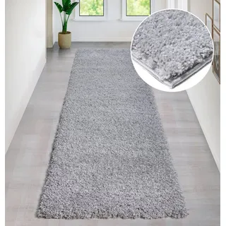Bruno Banani Läufer »Shaggy Soft« rechteckig 30 mm Höhe Läufer, Brücke, gewebt, Uni-Farben, besonders weich, grau