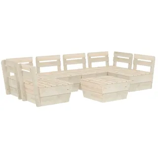 7-tlg. Garten-Paletten-Lounge-Set Imprägniertes Fichtenholz - Beige, Bunt