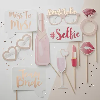Ginger Ray Hen Party Rose Gold Team Bride 10 Stück, Geblümt, 10er-Pack