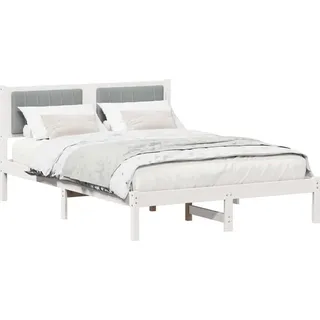 Bettgestell mit gepolstertem Kopfteil Hellgrau 140 x 200 cm - Weiß, Hellgrau