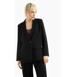 A|X Armani Exchange für Damen. XW000941AF10872UC001 Unifarbener lässiger Blazer mit einem Knopf und Kerbrevers mit langen Ärmeln schwarz (XX
