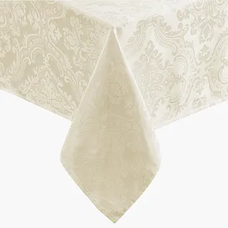 Elrene Caiden Elegance Damast-Tischdecke, Polyester, Elfenbein, 144" x 60" (Rectangular)