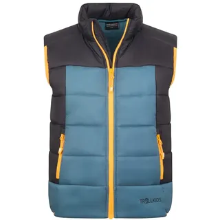 Trollkids Hardanger Weste - Black / Steel Blue / Mango - 104 cm