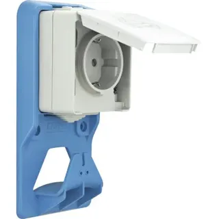 Steckdose e2 16A für E-Fahrzeuge aufputz grau/blau mit Klappdeckel IP65