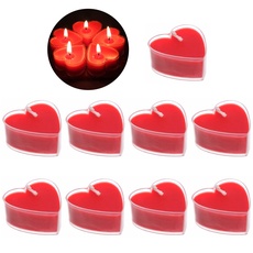 Teelichter, Herz Kerzen, Herzförmige Romantische, 9 Stücke Kerzen Deko Für Valentinstag, Herz Kerzen Teelicht, Kerzensets, Rote Teelichter, Romantische Herz Kerzen, Teelicht Rot für Valentinstag