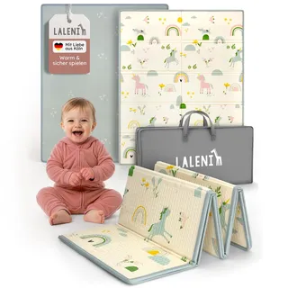 Laleni Krabbelmatte Baby 120x150x1 cm - wasserdichte Spielmatte Baby faltbar - isolierende Bodenmatte Kinder - weich & schützt vor kaltem Untergrund - Krabbeldecke Outdoor & Indoor - Regenbogen-Motiv