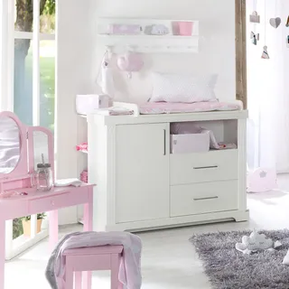 roba Wickelkommode mit Wickelansatz 'Maxi', hochwertiger Wickeltisch im Landhausstil weiß, 2.0 Anzahl