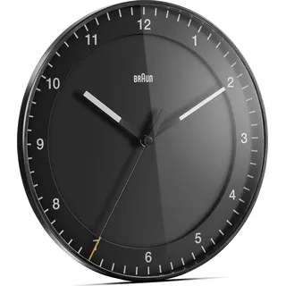 Braun Klassische Quarz-Wanduhr in Schwarz / präzises Leisegangwerk / Sekundenzeiger mit Floating-Effekt (ohne Ticken) / gehärtetes Glas / 30 cm - Schwarz