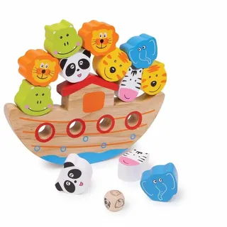Small Foot Company Small foot "Balancier-Arche", Balancierspiel mit der Arche Noah aus Holz, Motorikspiel inkl. Würfel, ab 3 Jahren,