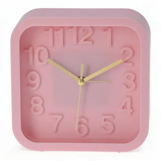 MIJOMA Analoger Quarz-Wecker Tischuhr im Retro-Design, 13 x 13 cm (rosa)