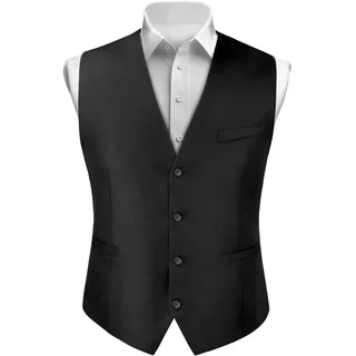 BSBUY Herren Weste Casual Anzugweste Regular mit 2 Taschen Mens V-Ausschnitt Weste Anzug Volltonfarbe Vintage Classic Gothic Weste Anzug Set für Formale Business Hochzeit Party Groomsmen