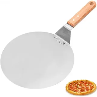 VEVOK CHEF Premium Pizzaschieber aus eloxiertem Edelstahl | 22 cm Holzgriff | 25,5 x 25,5 cm Fläche | Backen von handgemachter Pizza | raffiniertes Pizzaofenzubehör