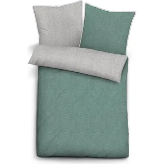 biberna Melange-Flanell Bettwäsche "MELANGE UNI" FICHTE KISSEN 40/80 - Grün