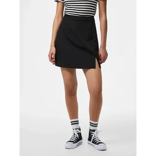 Minirock PIECES "PCBOZZY HW SLIT SKIRT NOOS BC", Damen, Gr. M (38), schwarz, Web, Obermaterial: 88% Polyester, 12% Elasthan, unifarben, mini, Röcke Minirock