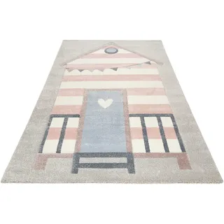 Esprit Kinderteppich »Sea Castle ESP-21072« rechteckig 13 mm Höhe Kurzflor, maritimes Dessin, Strandschloß, grau