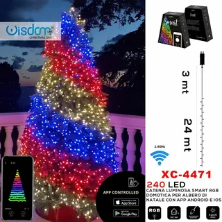 Kette Hell Smart RGB Wifi Mit App Lichter Weihnachtsbaum 240 LED Xc-4471 Wis