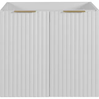 Badezimmerschrank, Weiß + goldener Griff, 60 x 57 x 46 cm - Weiß, Gold