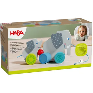 HABA Ziehfigur Elefanten – Nachziehspielzeug für Kinder ab 1 Jahr zur Förderung von Motorik & Gleichgewicht – Lustig wackelnde Elefanten – 2012263001