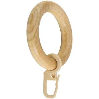 GARESA Gardinenring "Holzring mit Haken" für Durchmesser bis 28mm, einfache Montage, eichefarben, natur