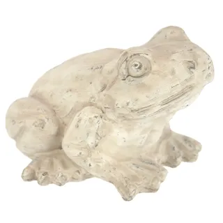 I.GE.A. Dekofigur »Frosch aus Keramik« Antik-Look Gartendeko Tierfigur Deko Statue Gartenfigur Frosch, beige