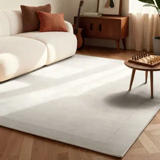 Villeroy & Boch »Wollteppich Kari« rechteckig 17 mm Höhe Handgewebt, Wolle, Bordüre, Einfarbig, Läufer, Wohnzimmer, Modern