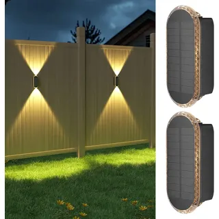 ELLASAY Solarlampen für Außen,Solar Wandleuchte Up and Down Leuchten Aussen IP65 Wasserdicht,3 Farben Heller Solarleuchten für Garten Kabellos für Hof Garten Pools Haus Deck Porch Zaun 2 Pack