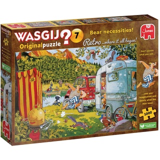 JUMBO Spiele Jumbo 1110100016 - Wasgij Retro Original 7, Bear necessitier!, Bär beim Camping, Puzzle, 1000 Teile