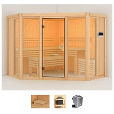 Bild von Sauna »Astrid 2«, (Set), 9-kW-Bio-Ofen mit externer Steuerung beige