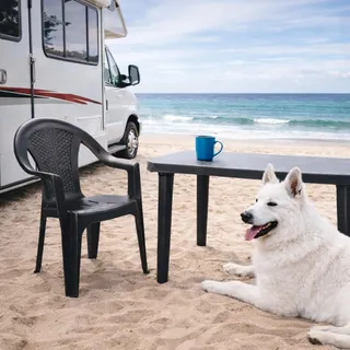 Stapelstuhl Gartenstuhl Kunststoff Ischia Rattan-Optik Anthrazit - Grau