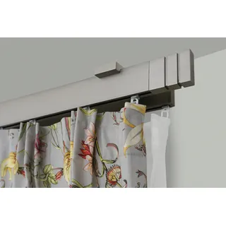 GARESA Vorhangstange FLAT 2-läufig Ø 0 mm 410 cm Silber/Grau