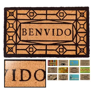 LucaHome - Kokosmatte, 40 x 70 cm, rutschfest, Fußmatte, Eingangsmatte, Portugiesisches Benvido Modell 5, Fußmatten für den Eingang, Teppich für den Innen- oder Außenbereich