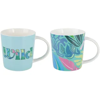 Maxwell & Williams DX1285 Kaffee-Tassen Set 2 tlg 380 ml – Be Fierce – 2x Porzellan, Spruch & Motiv bunt, Geschenkbox