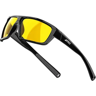 ATTCL Herren Nachtfahrbrille, Nachtsichtbrille für Autofahrer, TR90 Rahmen, Ultraleicht, Gelbe Anti-Glanz Sonnenbrille 5001 Yeshi