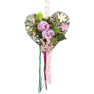 Dekofigur I.GE.A. "Herz aus Holz", rosa, B:25cm H:23cm, Dekofiguren, Dekofigur, rosa