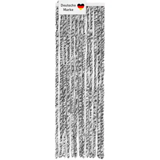 Lemodo Türvorhang Wohnwagen, Flauschvorhang 56x185 cm, Camping Vorhang als Fliegengitter für die Tür, Insektenvorhang, Fliegenschutz (56x185 schwarz/Silber/weiß)
