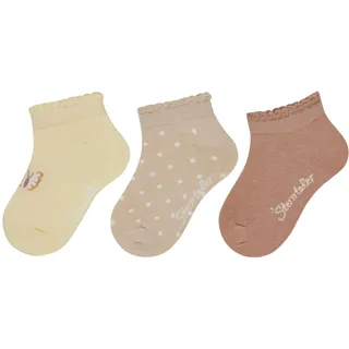 Sterntaler Sneaker Socken 3er Pack Schmetterling – Mädchen Baby- und Kindersocken mit Schmetterlings- und Punktmotiv, Baumwoll-Mix, Vanillefarben, Größe 22