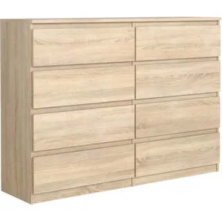 3xEliving Kommode Sideboard DEMII 8 120cm - mit 8 Schubladen in Sonoma Eiche / Verschiedene Farben und Großen - Braun