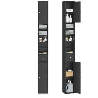 SoBuy Hochschrank Schmal, Schwarz, 20x180x20cm , Holzwerkstoff , 20x180x20 cm , Badezimmer, Badmöbel, Hochschränke