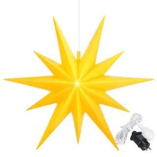 OVILUM Leuchtstern 2D XXL mit LED Beleuchtung | gelb | |Ø 100cm | Stern mit 11 Spitzen | wetterfest | Garten Deko, Wohnzimmer, Weihnachtsdeko | Weihnachtsstern | mit Timer | 7,5m Kabel