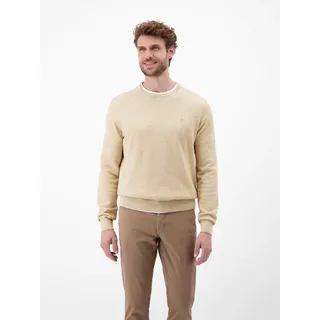 Strickpullover LERROS, Herren, Gr. S, blau (tender beige), Strick, Obermaterial: 100% Baumwolle, unifarben, regular fit taillenbedeckt, Rundhals, Rippbündchen, Pullover Strickpullover, mit Rippbündchen