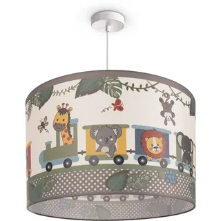 Paco Home Pendelleuchte »Diamond 635« E27 Kinderlampe Deckenlampe LED Kinderzimmer Lampe Zug Tieren, E27, weiß