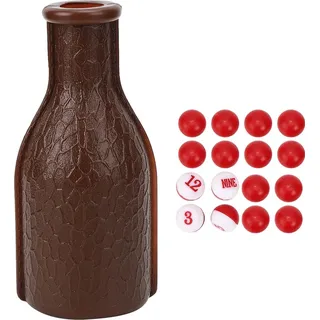 Billard-Pool-Shaker-Flasche mit 16 nummerierten Tally-Kugeln, Würfelbox, Zubehör, Braun
